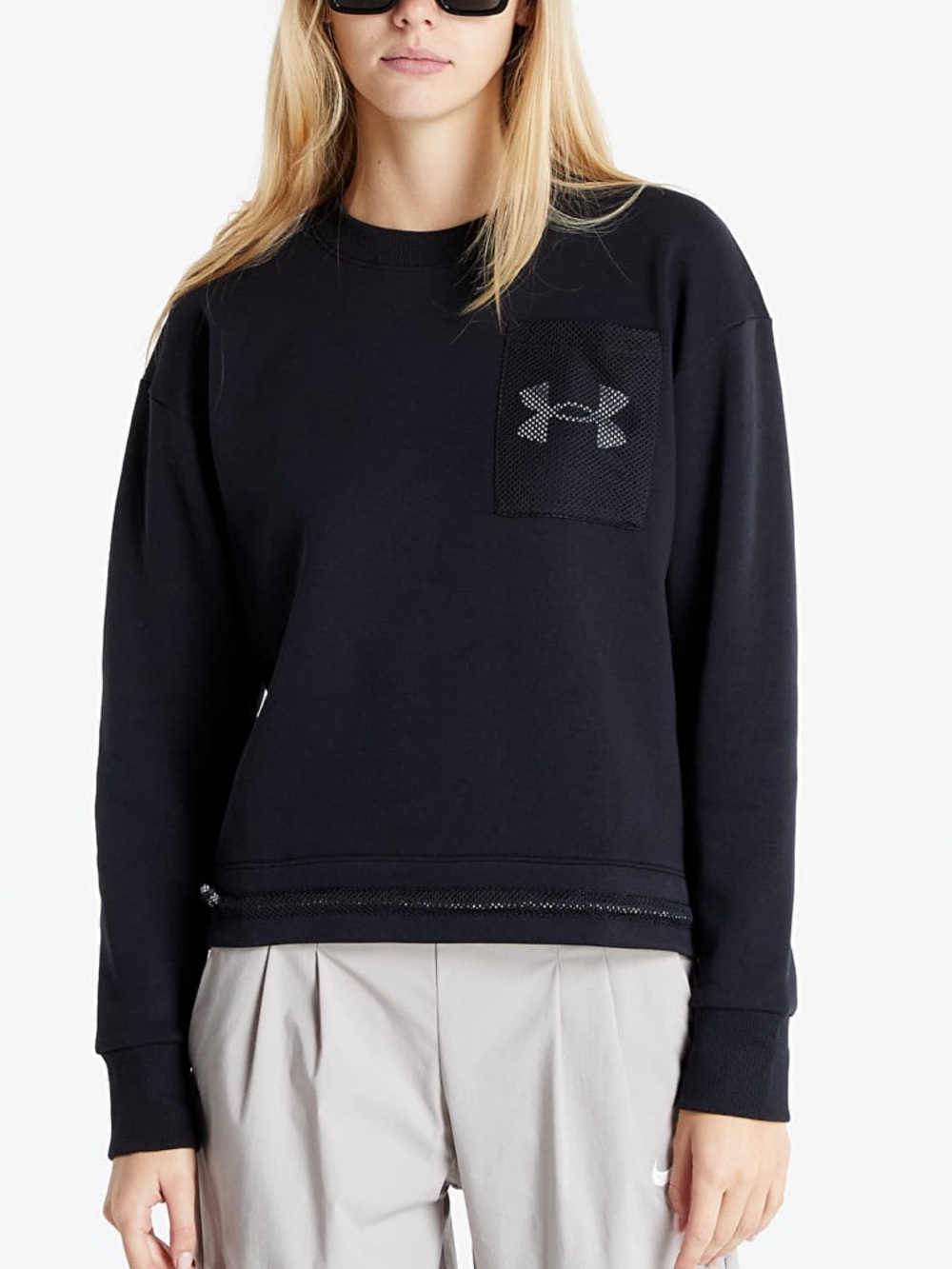 UNDER ARMOUR RIVAL FLEECE MESH CREW SWEATSHIRT